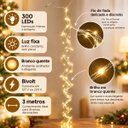 Ver imagem 2 de Festão Luminoso Fio de Fada 300 Leds 3 Metros Bivolt Branco Quente Luz Fixa