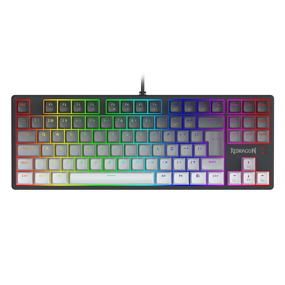 Teclado Gamer Redragon Daksa Preto e Cinza Rgb Switch Marrom