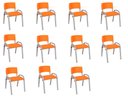Ver imagem 2 de Kit 11 Cadeira Iso Infantil Creche, Escola Base Cinza Laranja