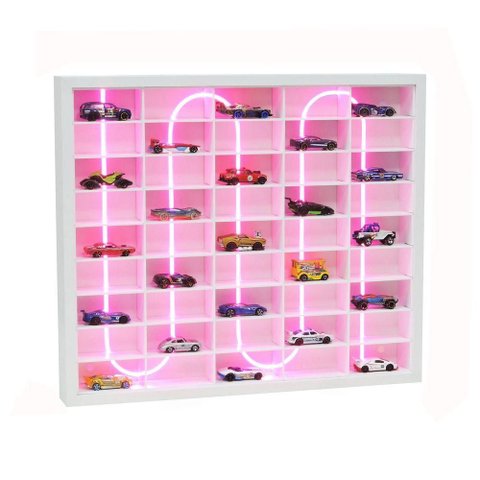 Estante para Miniaturas Roma 3 Prateleiras MDF 55cm Branco com LED Neon Decorise