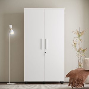 Armario Multifuncional Grande e Reforçado Ouro Fechadura com Chave Branco