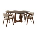Ver imagem 1 de Conjunto Mesa Jantar Isabela 1,2m Freijó Pés Mel 4 Cadeiras Gabriela Sala Jantar - Bege Linho