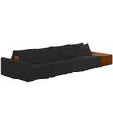 Ver imagem 1 de Sofá Ilha Modular para Sala 432cm com Puff Dublin K01 Veludo Preto Sintético Caramelo - Lyam Decor