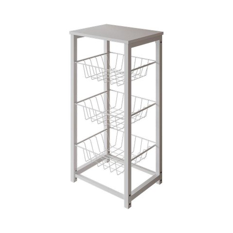 Fruteira de Chão Cozinha Desmontada Aço Branco Tampo Branco Madri - Cor: Branco