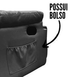 Poltrona Reclinavel com Função Massagem 8 Pontos Vibração Timer com Controle até 110kg Preta Importw - 3