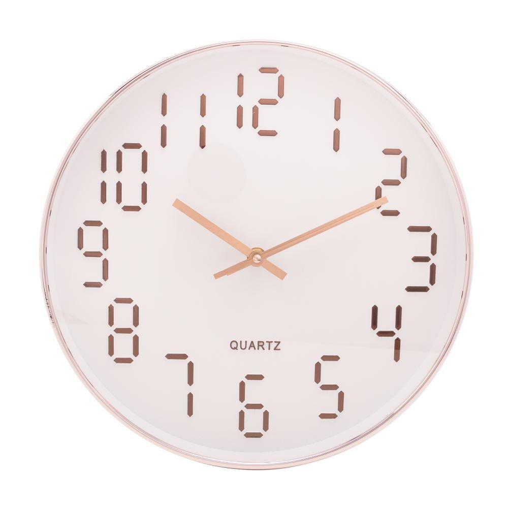 Relógio Parede Em Plástico Quartz Branco C/ Rosé 30,5CmX4Cm - 2