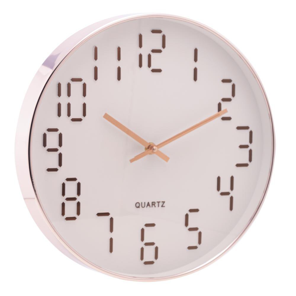 Relógio Parede Em Plástico Quartz Branco C/ Rosé 30,5CmX4Cm - 1