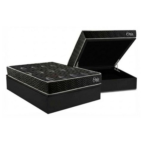Cama Box Baú Casal + Colchão Ortopédico Kappesberg D28 Anatômico Onix + Base Crc Corano Black