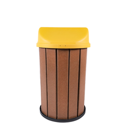 Lixeira Madeira Plástica 100 Litros - 70 Cm:marrom/amarelo - 2