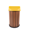 Lixeira Madeira Plástica 100 Litros - 70 Cm:marrom/amarelo - 2