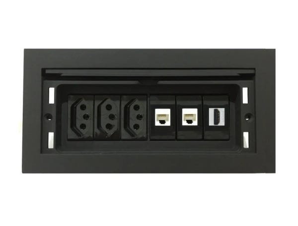 Caixa De Tomada Para Embutir Em Mesas Completa - QMF6-M3 - Cinza claro - 1
