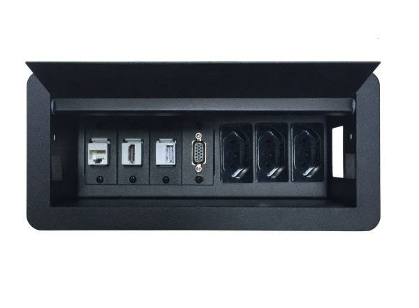 Caixa de Tomada Completa Para Embutir Em Mesas Aço 1008 - Preto - 1