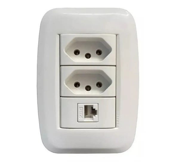 Módulo Tomada 4x2 Completo 2 Tomadas, 1 Rj45 - 1