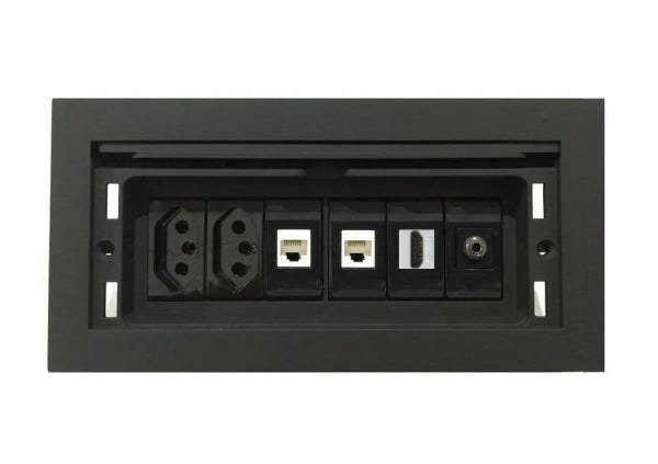 Caixa De Tomada Para Embutir Em Mesas QMF6-M42 Completa - Cinza claro - 1