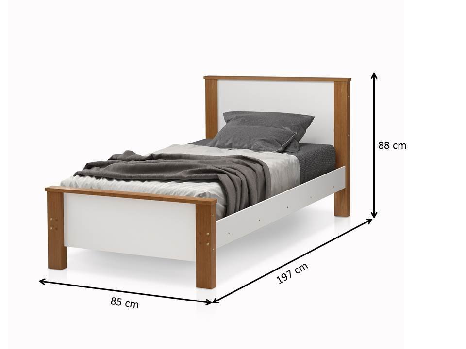 Cama Mila Solteiro Pes de Madeira Estilo Moderno - Brco/amen - 5