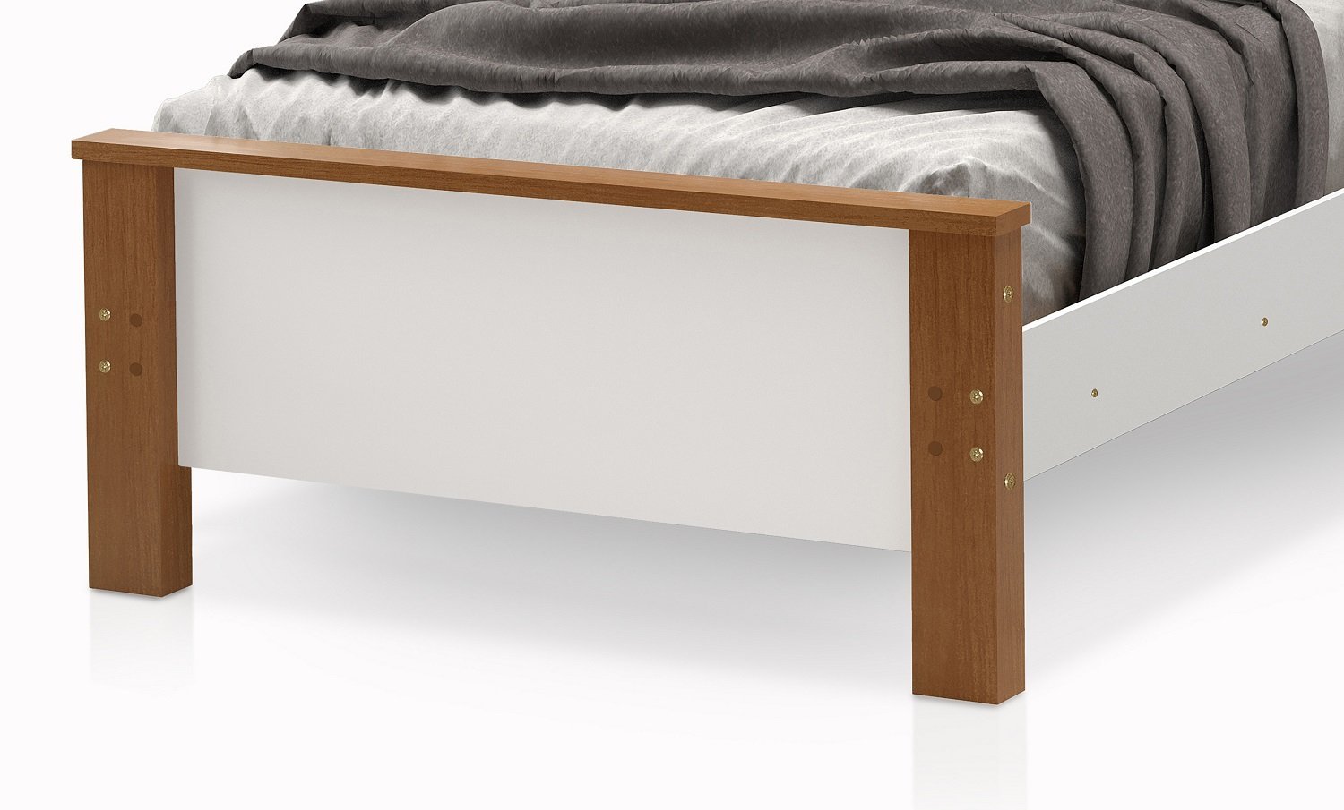 Cama Mila Solteiro Pes de Madeira Estilo Moderno - Brco/amen - 4