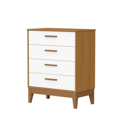 Comoda Gaveteira Flip 4 Gavetas Branco Fosco com Savana