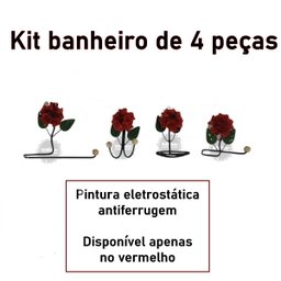 kit acessórios para banheiro artesanal ferro rústico flores 4 peças - 5