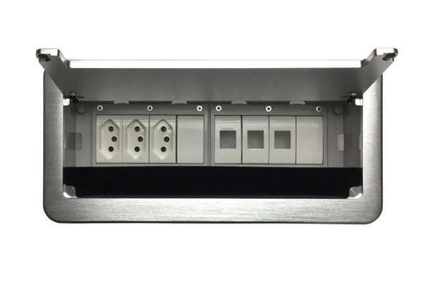 Caixa De Tomada Para Embutir Em Mesas Linha QM6-M10 - Cinza claro - 1