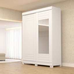 Guarda Roupa Solteiro com Espelho e 2 portas Ayla ACP MÓVEIS Branco - 100% MDF - 2