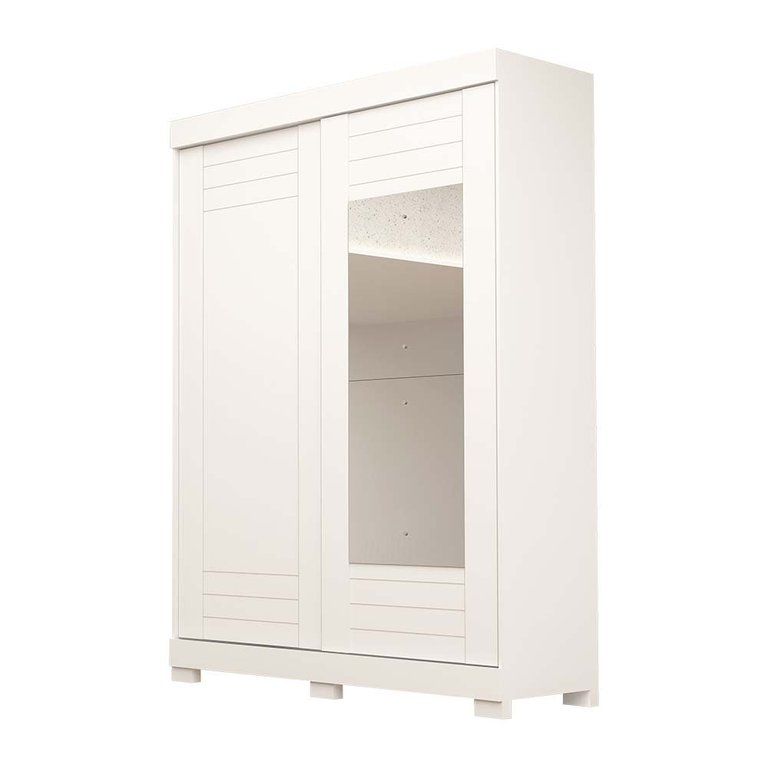 Guarda Roupa Solteiro com Espelho e 2 portas Ayla ACP MÓVEIS Branco - 100% MDF