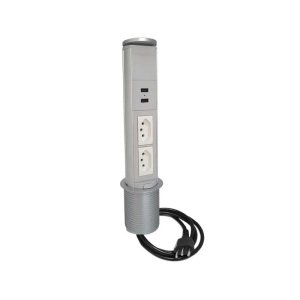 Torre de Tomada 10A Com Carregador USB 2.1A - Cinza claro