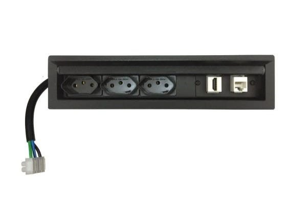Régua De Tomada SLIM-203E Com 3 Tomadas, 1 RJ45, 1 HDMI - Cinza claro - 1