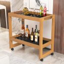 Ver imagem 3 de Aparador Barzinho Carrinho Multiuso Organizador Prateleiras Rodízios Orfeu:preto