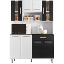 Ver imagem 1 de Kit Cozinha Compacta Gabi 8 Portas Branco/preto - Poliman