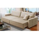 Ver imagem 1 de Sofá Cama Retrátil e Reclinável 2,30m com Molas Karen Veludo Bege Adonai Estofados