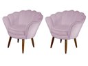 Ver imagem 1 de Kit 2 Poltronas Decorativa Pétala Suede Rosê Pés Madeira Ms Decor