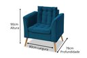 Ver imagem 3 de Poltrona Decorativa Phoenix Veludo Azul Lux:Azul Lux