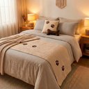 Ver imagem 1 de Kit 4 Pçs Peseira Cama Casal King Impermeável e Almofada Cheia para Pet: Avelã