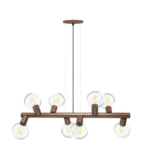 Lustre Pendente Taschibra Amora Cobre para 8 Lâmpadas E27 Bivolt