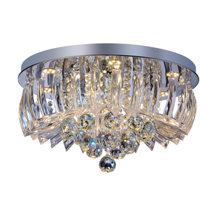 Lustre Sala Cristal Plafon de Sobrepor Led Gretta 24W Bivolt:Cromado 3000K Branca Quente Amarela/110