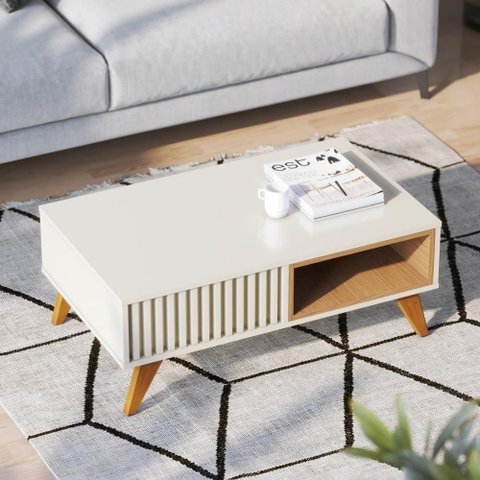 Mesa de Centro Lujan Off White / Freijó