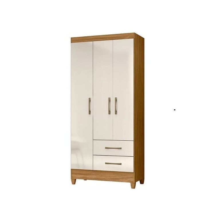 Guarda Roupa Lima 3 Portas 2 Gavetas Freijó/off White Moval Guarda Roupa Lima 3 Portas 2 Gavetas Freijó/off White Moval
