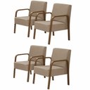 Ver imagem 1 de Kit 4 Poltronas 1 Lugar Luna Braço Madeira Dsalla Cappuccino
