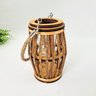 Lanterna Lampião Castiçal Madeira Corda Vidro Rústico 17cm - 6