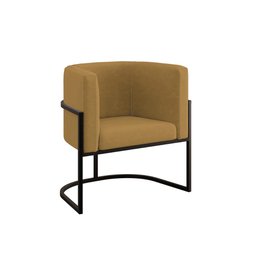 Poltrona Cadeira Decorativa Lua Recepção Base de Ferro Black Cor:capuccino - 1 Poltrona Cadeira Decorativa Lua Recepção Base de Ferro Black Cor:capuccino - 1
