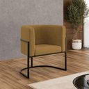 Ver imagem 2 de Poltrona Cadeira Decorativa Lua Recepção Base de Ferro Black Cor:capuccino