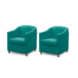Kit 2 Poltronas Decorativa Bia Suede Tiffany - 1