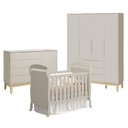 Ver imagem 1 de Quarto de Bebê 4 Portas com Cômoda com Porta Elfe Classic e Berço Americano Danny Areia Acetinado na