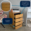 Ver imagem 2 de Gaveteiro Organizador com 4 Gavetas para Escritório com Rodinhas Movlar - Mod.0701 Cor Nature