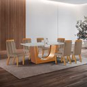 Ver imagem 1 de Conjunto de Jantar Mesa Maceió Tampo MDF e Vidro com 6 Cadeiras Florença Yescasa Marrom/Castanho Cinamomo/Capuccino/Off White