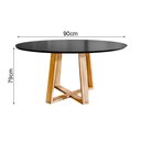 Ver imagem 3 de Mesa Eames Eiffel Jantar Livia Tampo Redondo Premium 90cm Pés Madeira Maciça - Preta