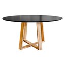 Ver imagem 2 de Mesa Eames Eiffel Jantar Livia Tampo Redondo Premium 90cm Pés Madeira Maciça - Preta