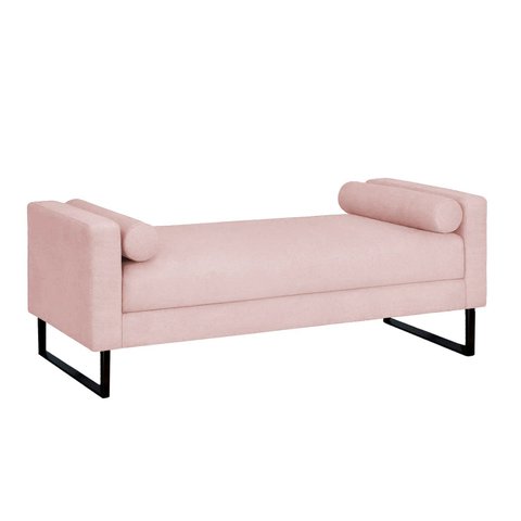 Recamier Berlim Base Metal 1,20m Suede Rosa Bebe - Clique Decorações