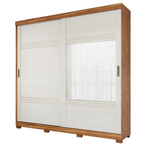 Guarda Roupa Gramado 2 Portas Correr com 2 Espelhos e Pés