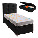 Ver imagem 1 de Cama Box Bau + Colchão Solteiro D20 D20 Inducol + Cabeceira Estofada